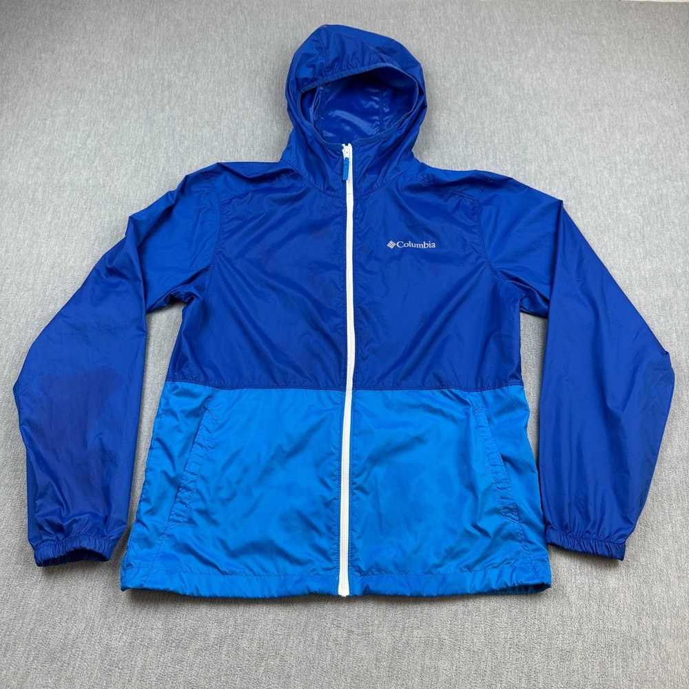 Columbia Jacket Mens Small Blue Center Ridge Windbreaker Hooded Full Zip Outdoor